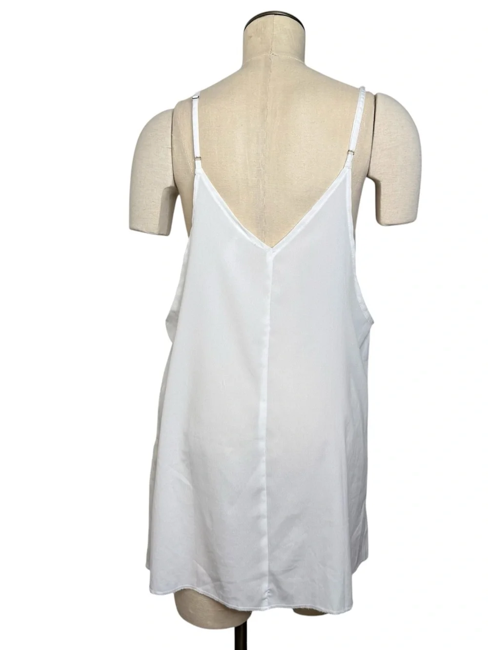 Free People FP One White Slip Cami Tunic Dress L Made in India Sheer Deep V Neck - Picture 6 of 16